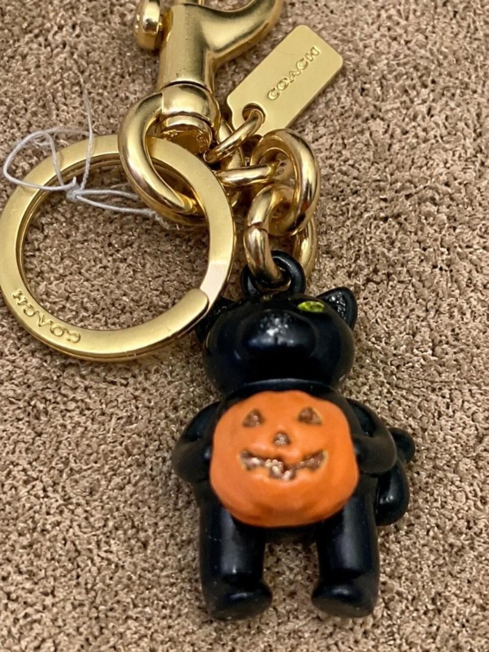 Coach Glitter Pumpkin Black Cat Bag Charm Key Fob